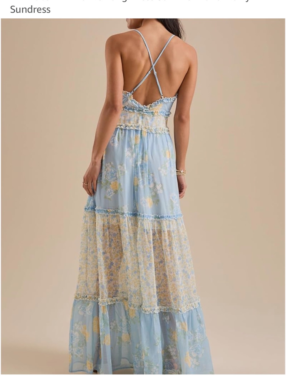 Altar'd State Light Blue & Yellow Floral Maxi Sundress - Picture 2 of 7